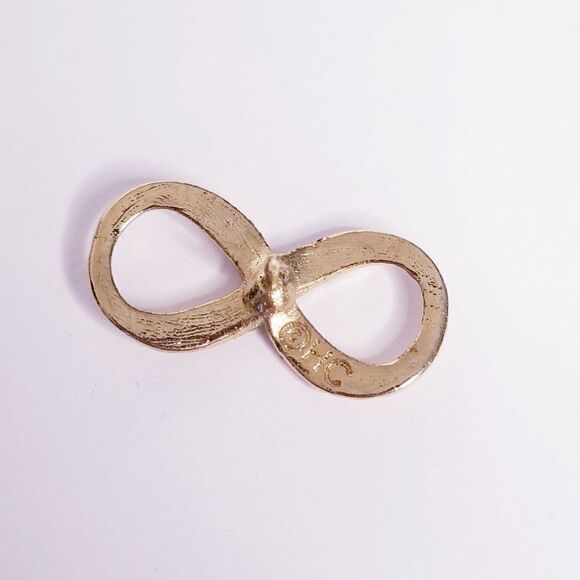 Vintage signed gold emerald infinty brooch - Picture 4 of 6